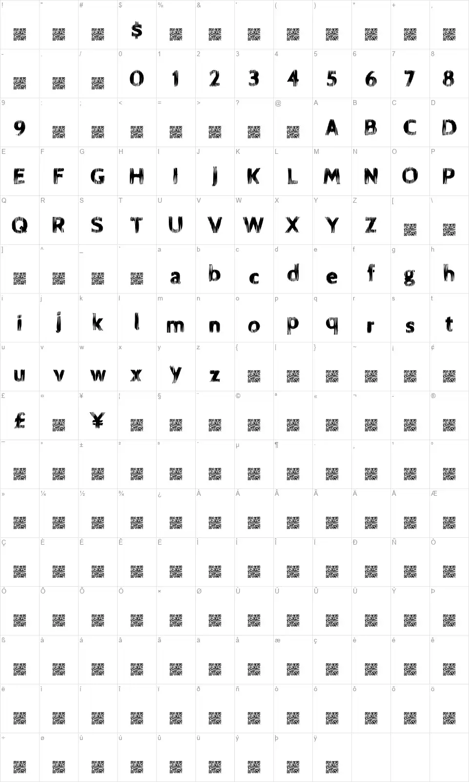 Fire Blockfont character map
