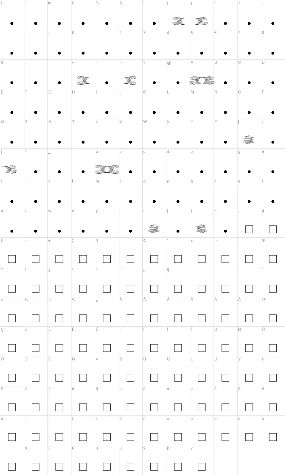 Foglihten Black Pcsfont character map