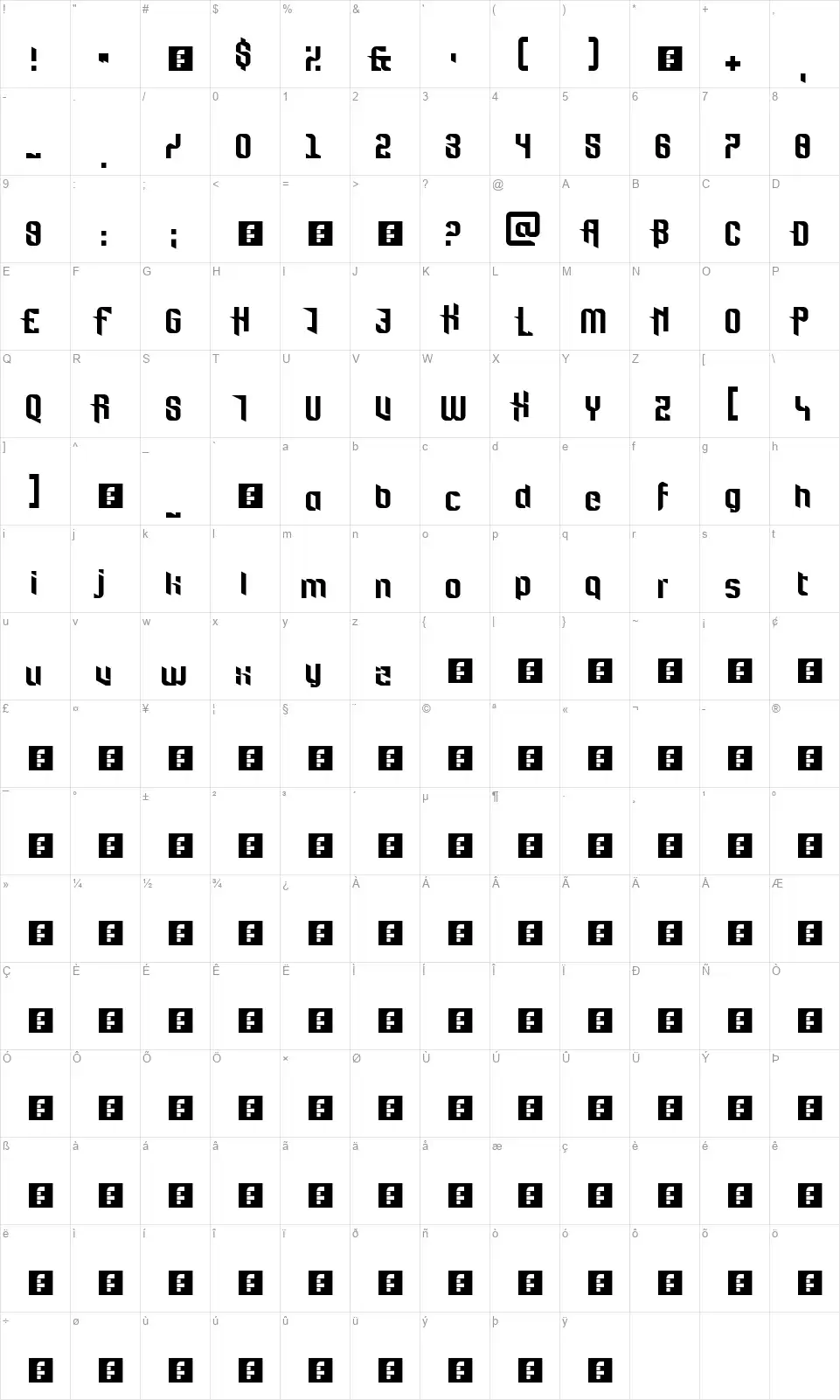 Fort Brewithfont character map