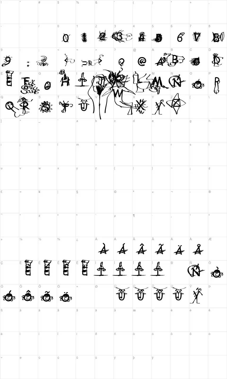 FuckSans Joderfont character map