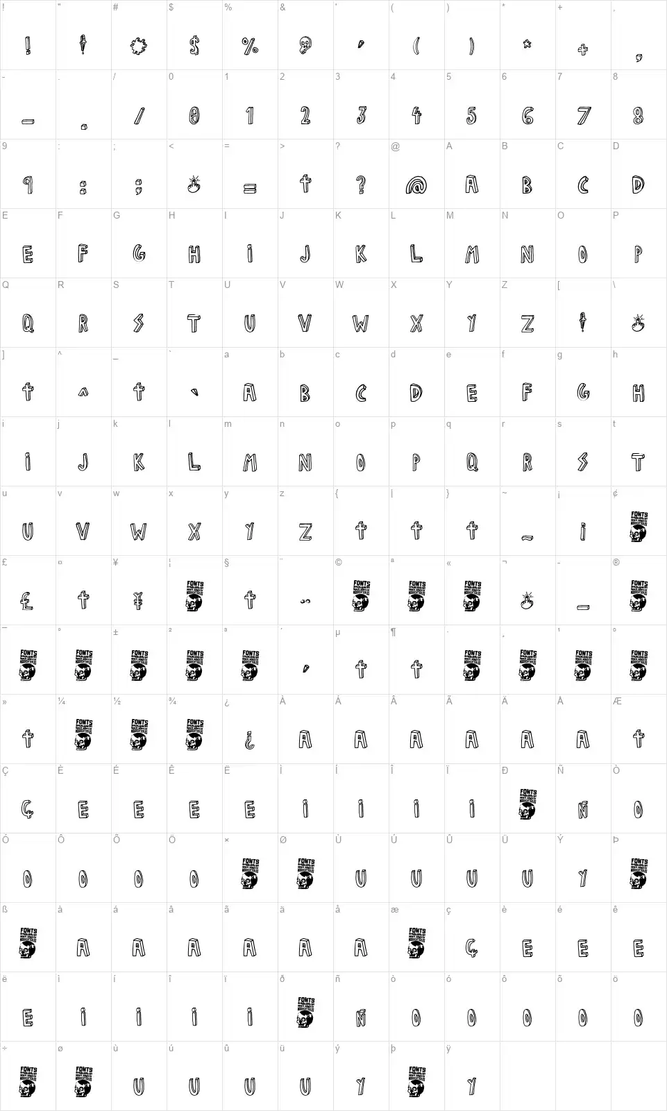 Fuente Jaliscofont character map