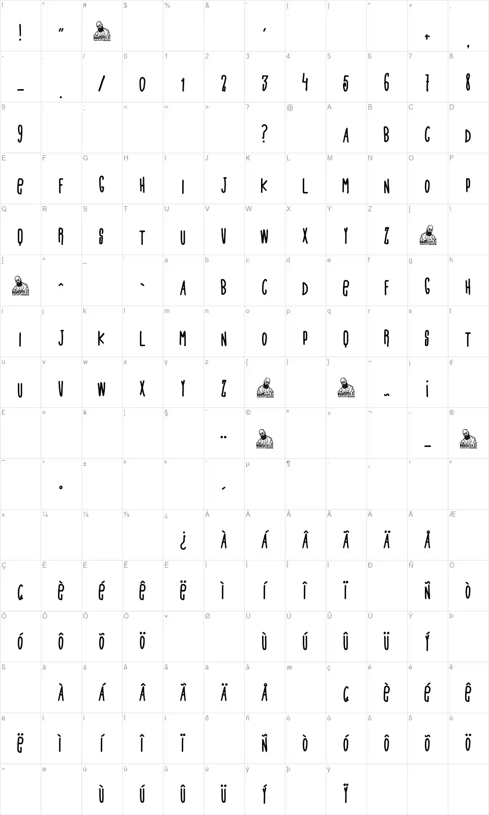 Funny Maid Corporationfont character map