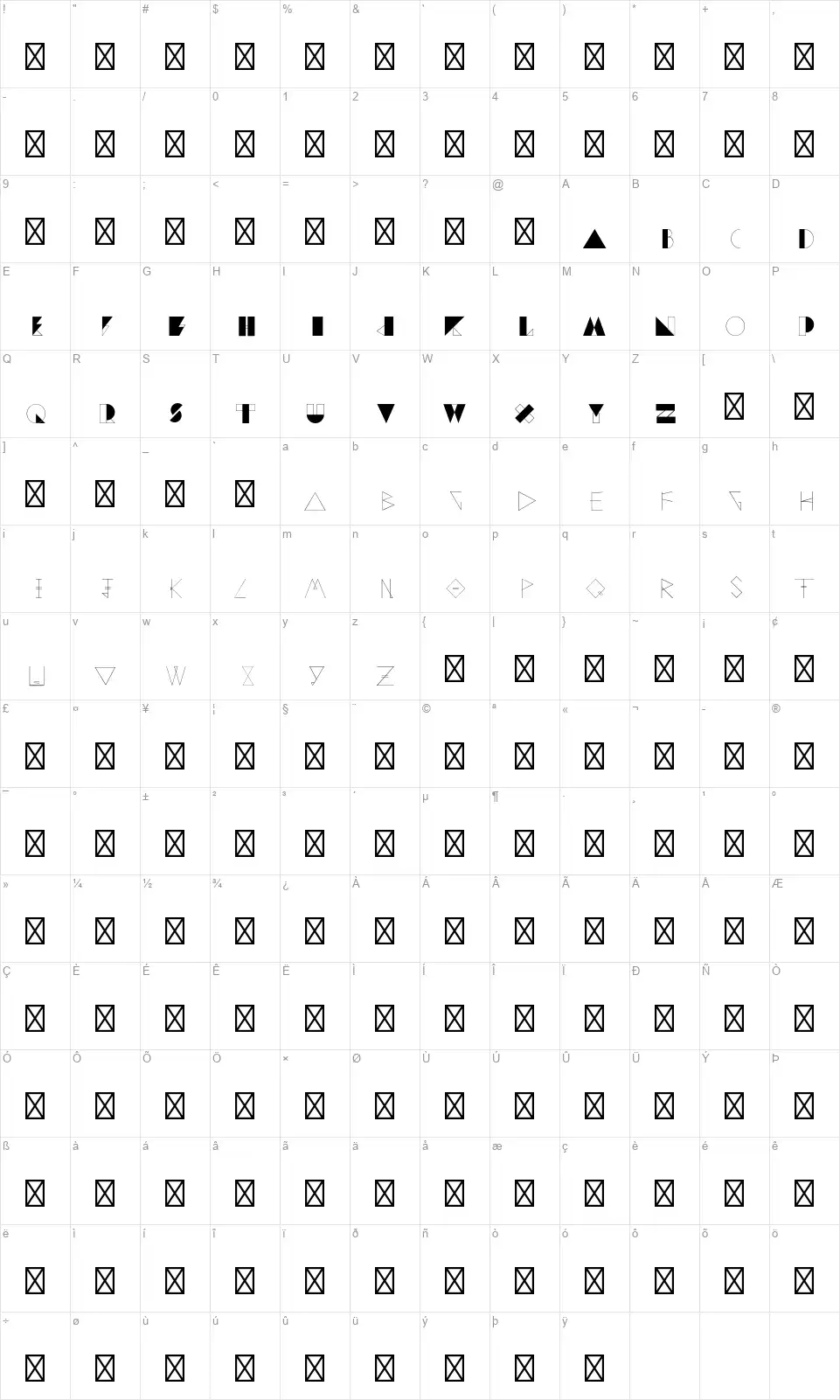 Geo Eastonfont character map