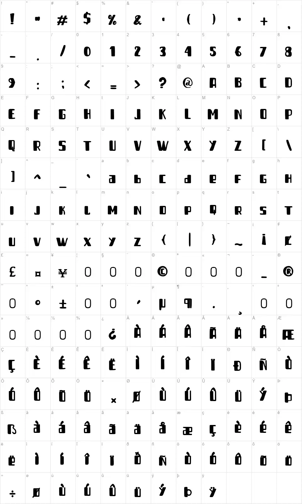 Good Sundayfont character map