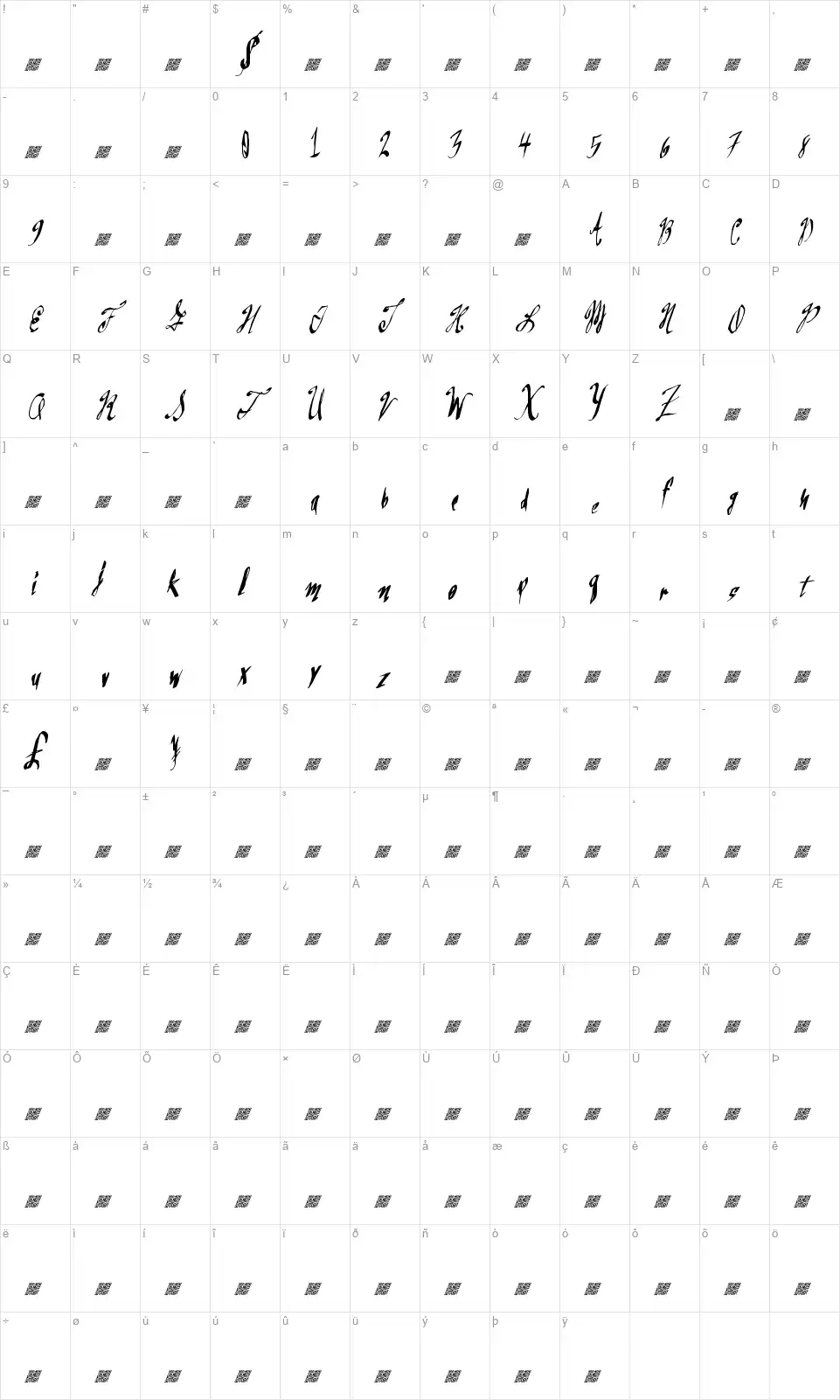 GreatSailsfont character map
