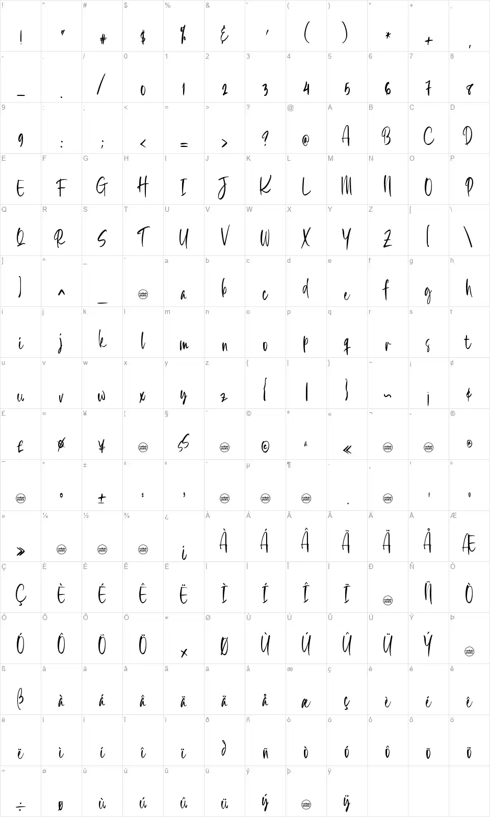 Hai Californiafont character map