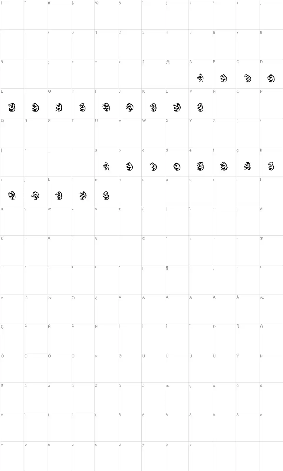 Hell Beastsfont character map