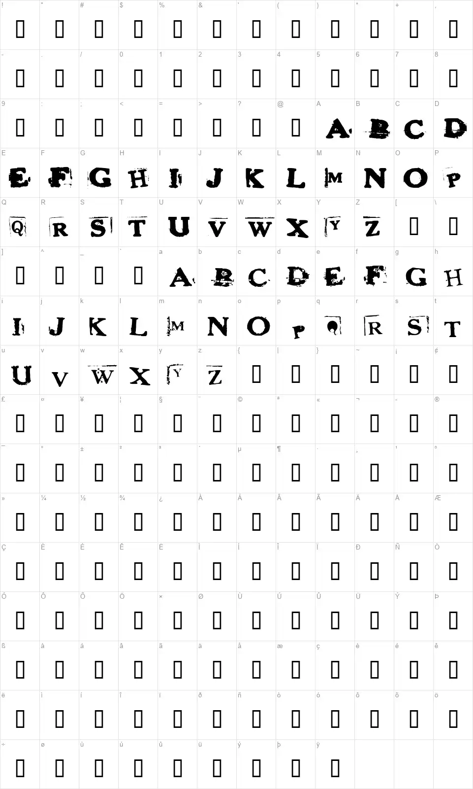 Heroin Sheikfont character map