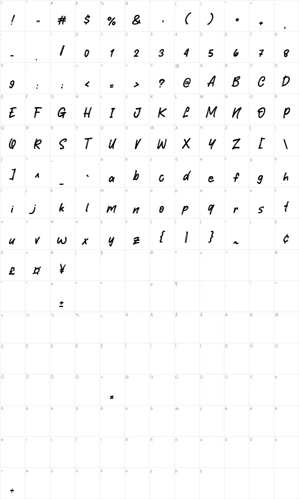 Hey Marchfont character map