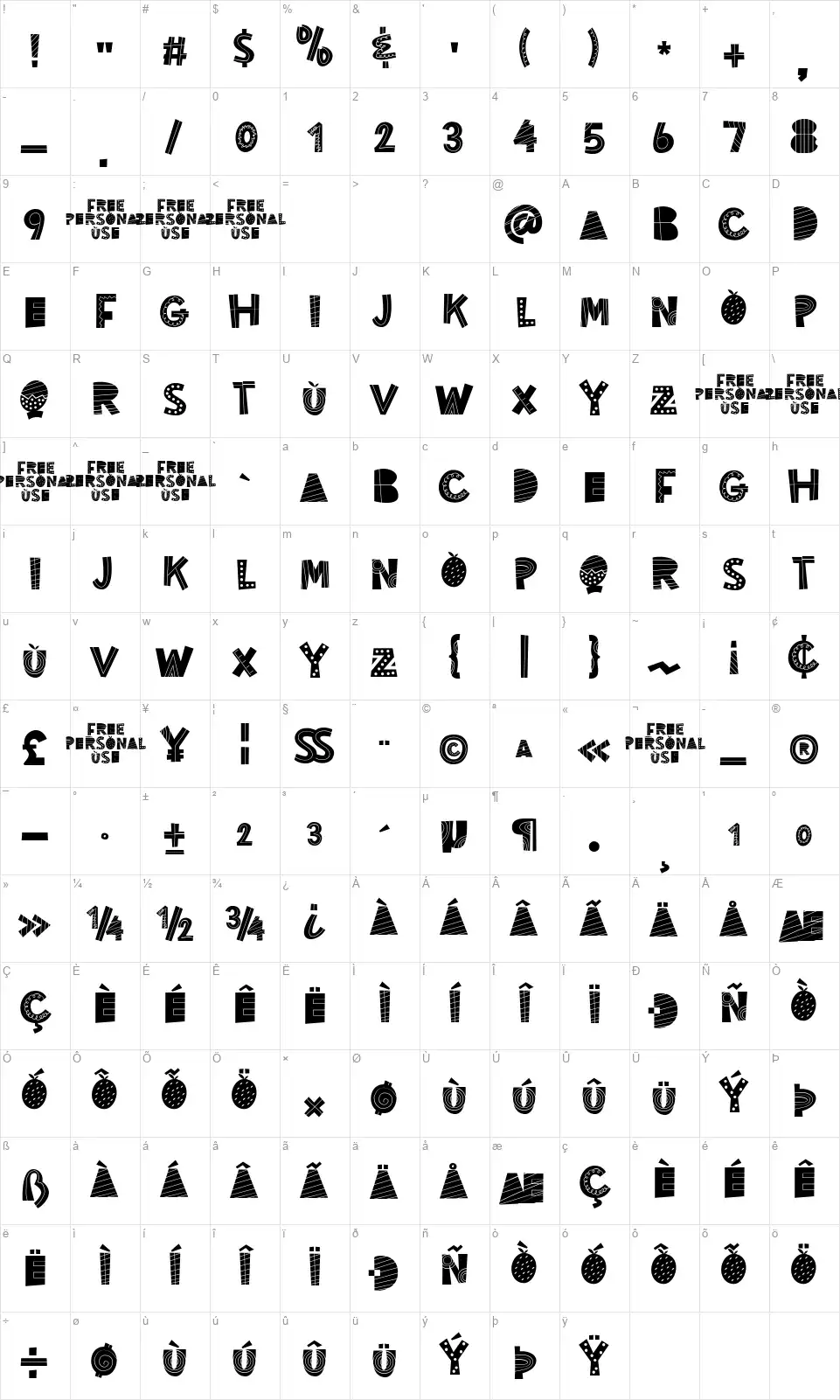 Honey Cookiesfont character map