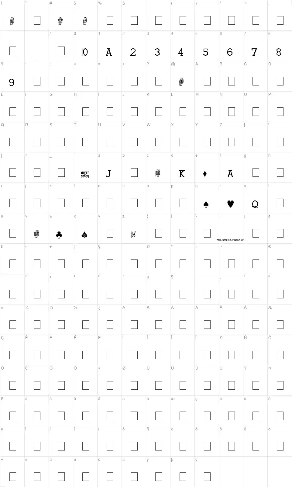 Hoyle Playing Cardsfont character map