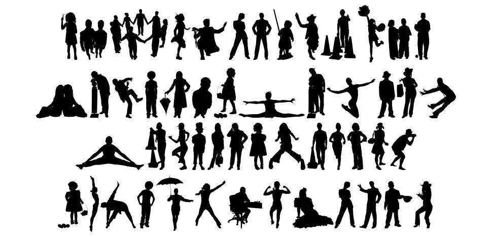 Human Silhouettes Fivefont specimens