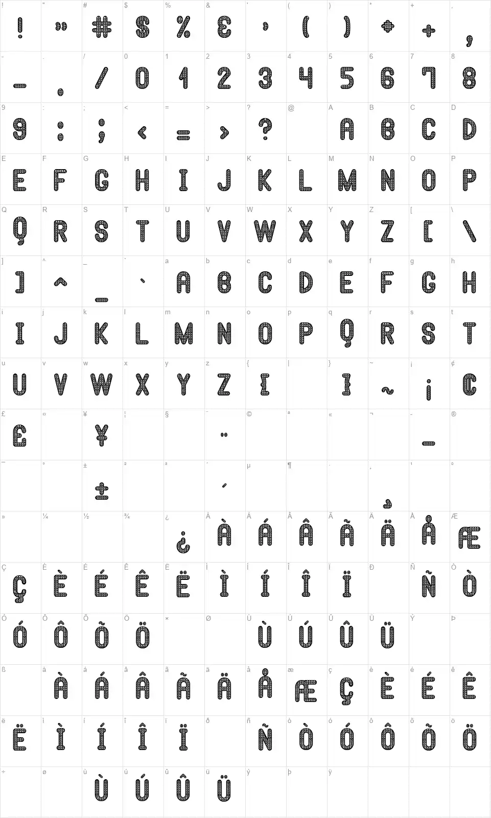 Hypnossia Stfont character map