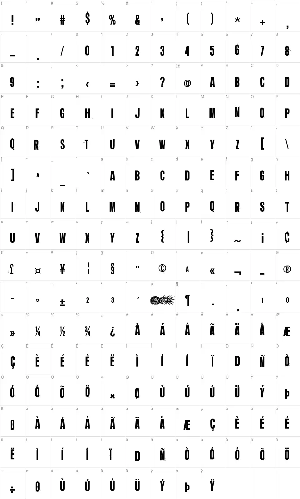 Hypothetical Moon Of Mercuryfont character map
