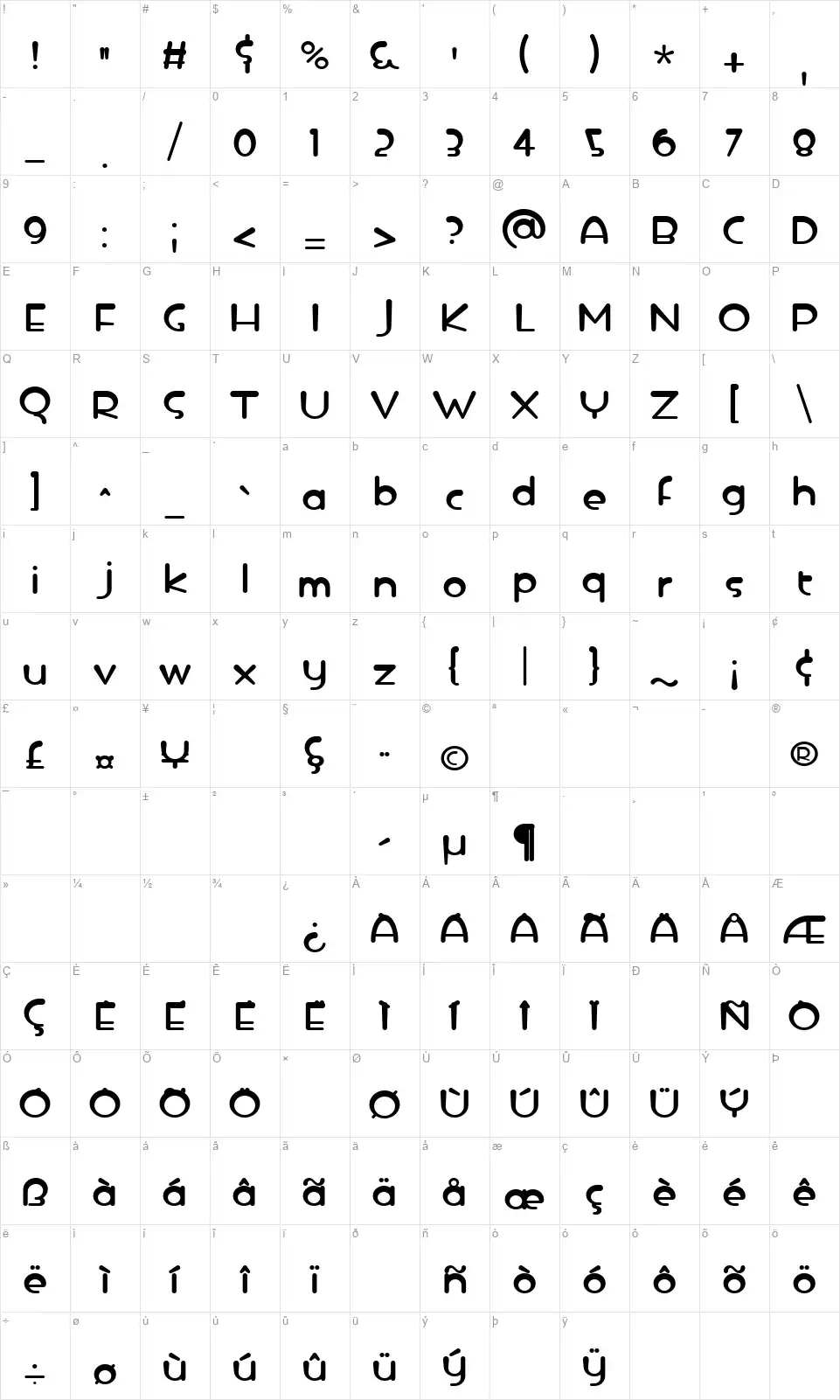 Ice Dropfont character map