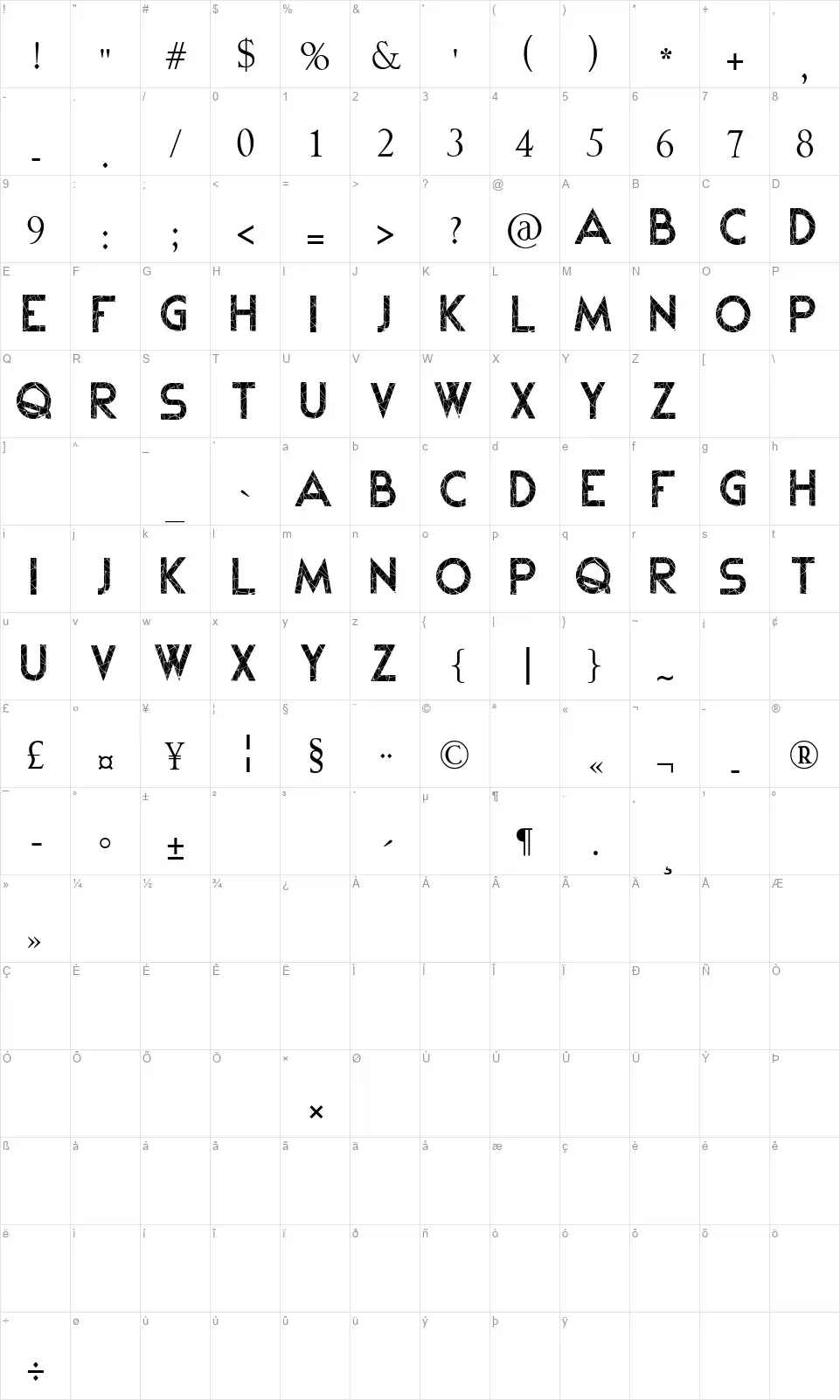 Ice Mirror in Winter Keifont character map