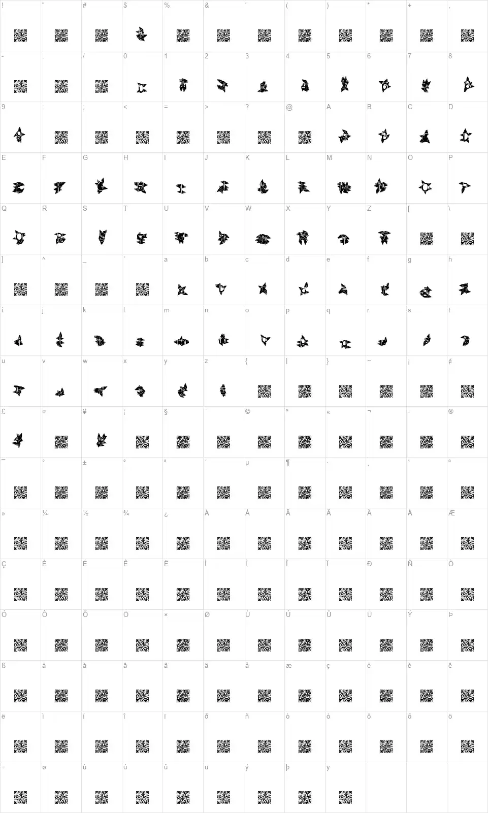 Indian Summerfont character map