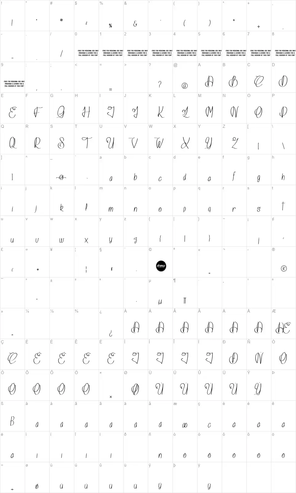 Island Of Dreamsfont character map