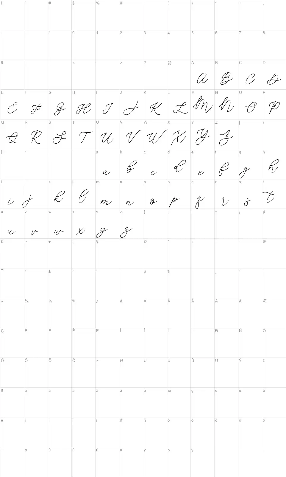 Jean Jinggafont character map