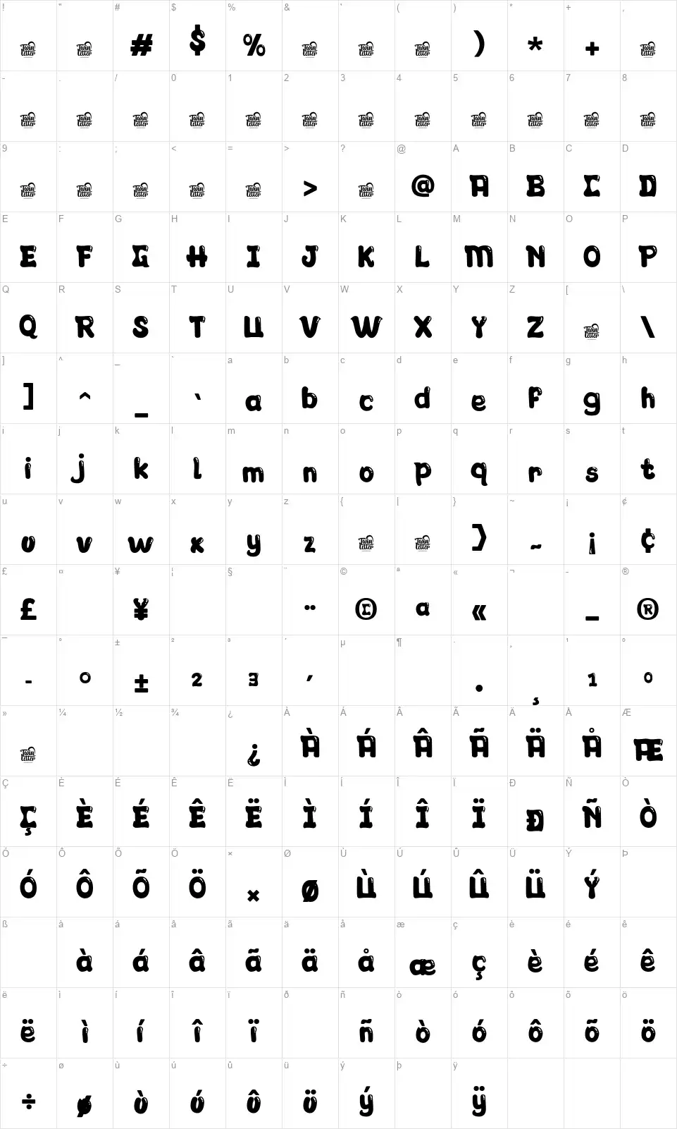 Joyifont character map