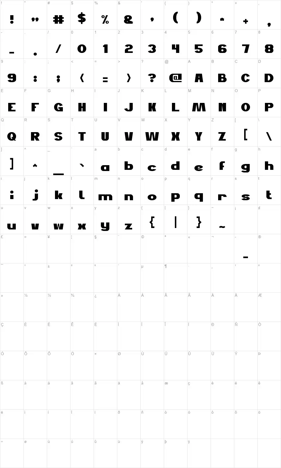 Just Do Goodfont character map