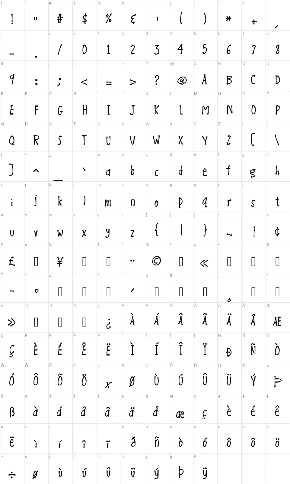 K26 Bon Voyagefont character map