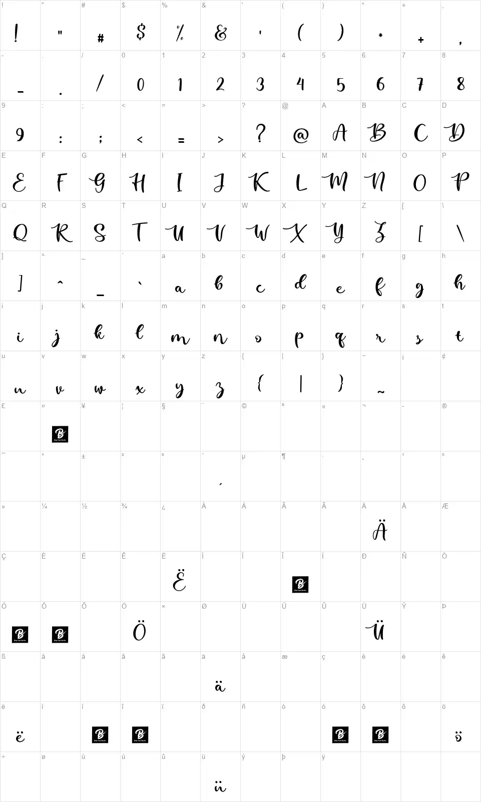 Kallitheafont character map