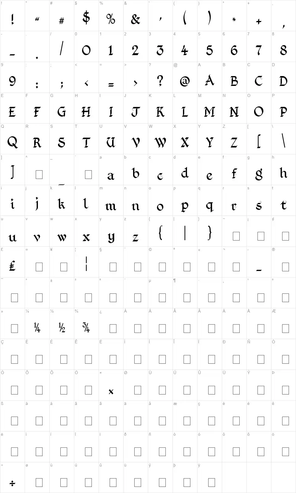 Kingthings Foundationfont character map