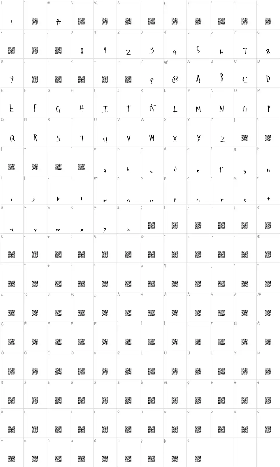 Late Vapingfont character map
