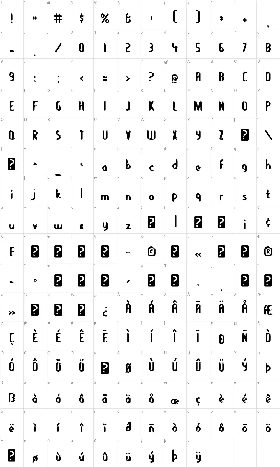 LetsEat-Regularfont character map