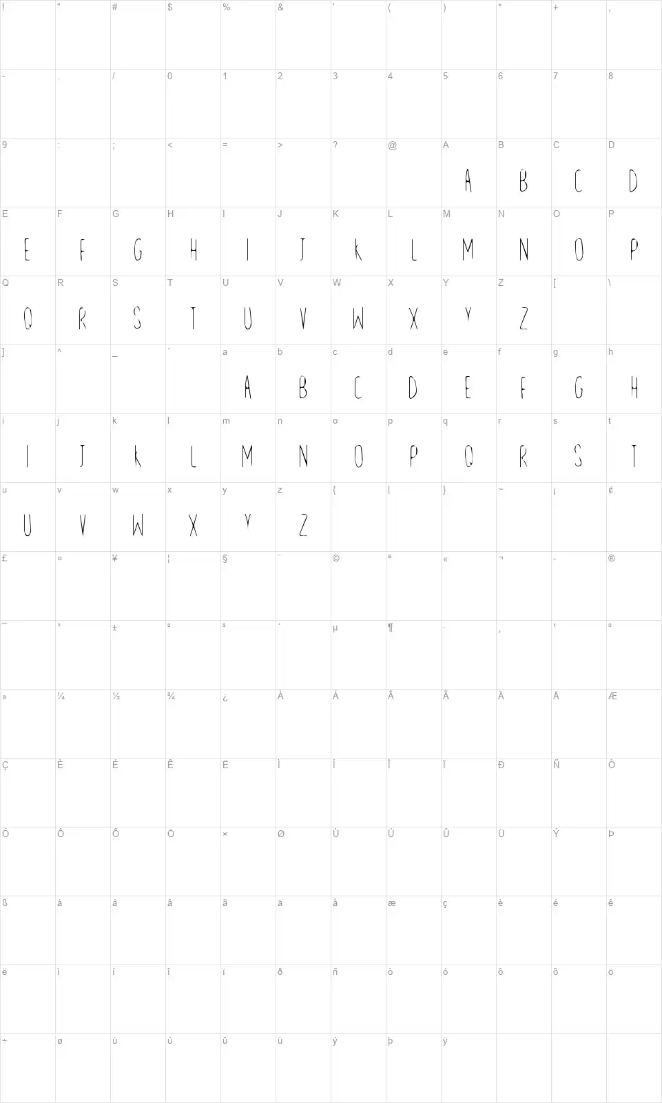 Line and Sandfont character map