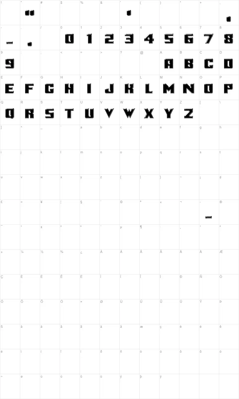 Logotronikfont character map