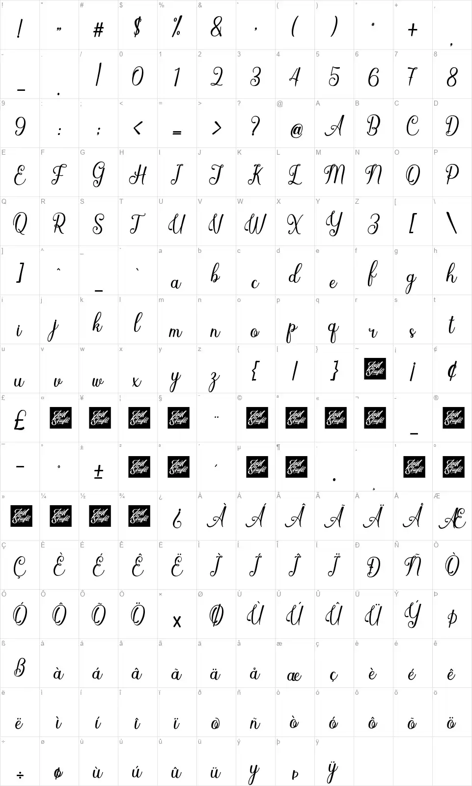 Love Nursefont character map