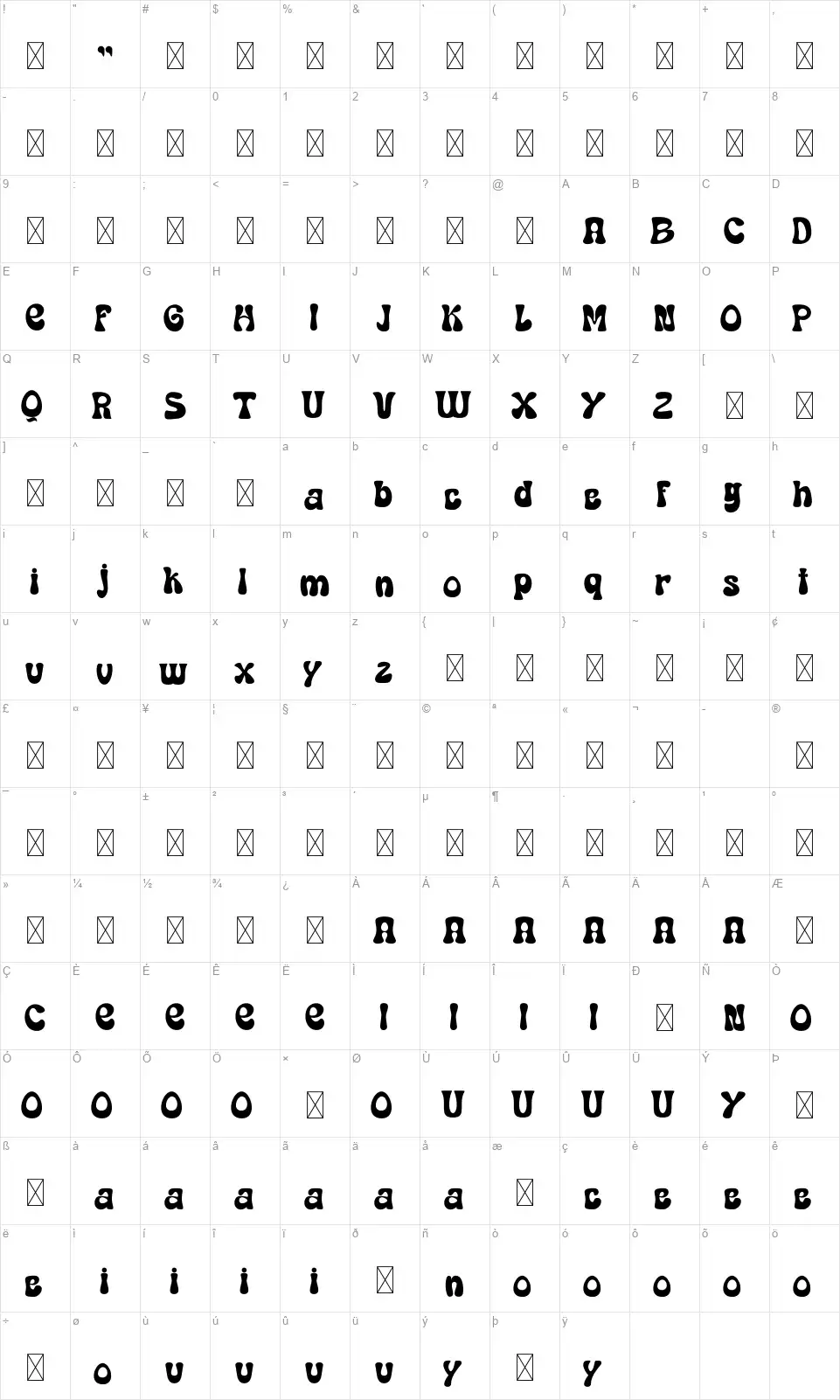 Lumida Mapa de caracteres Lumidafont character map
