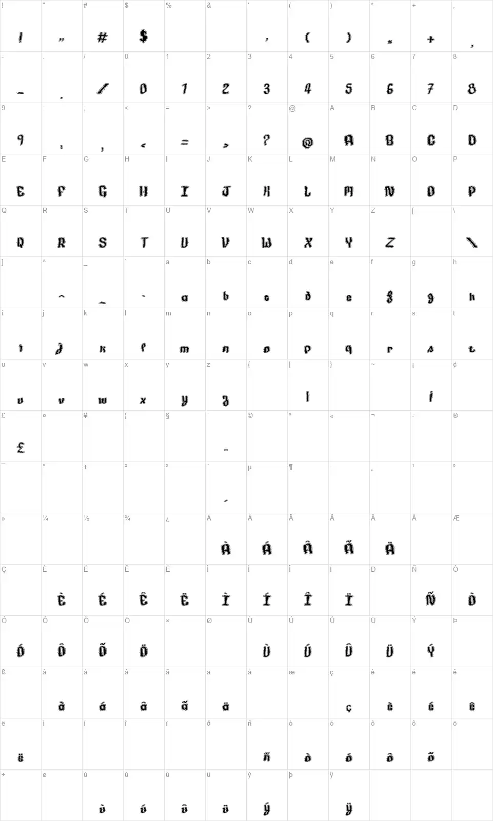 Made in Francefont character map