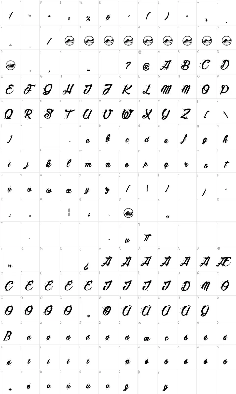 Madera Studiofont character map