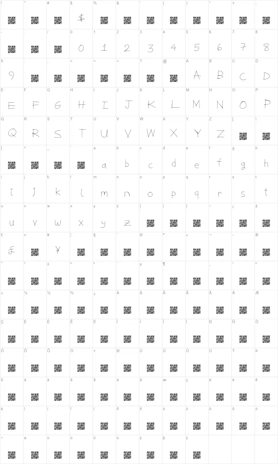 Magic Statusfont character map