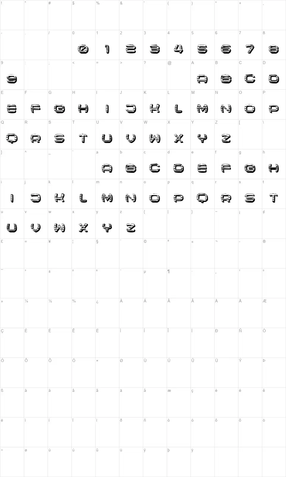 Marshlandfont character map