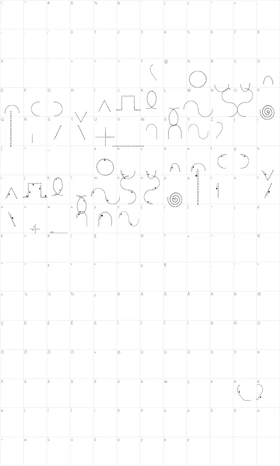 Maternellecolor Graphisme 2font character map