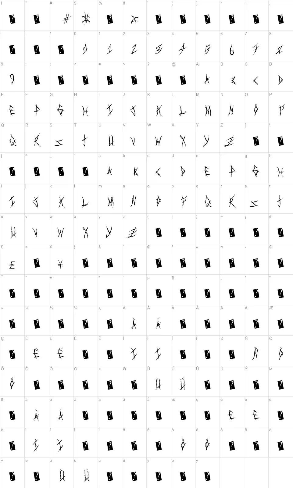 MetalShowfont character map