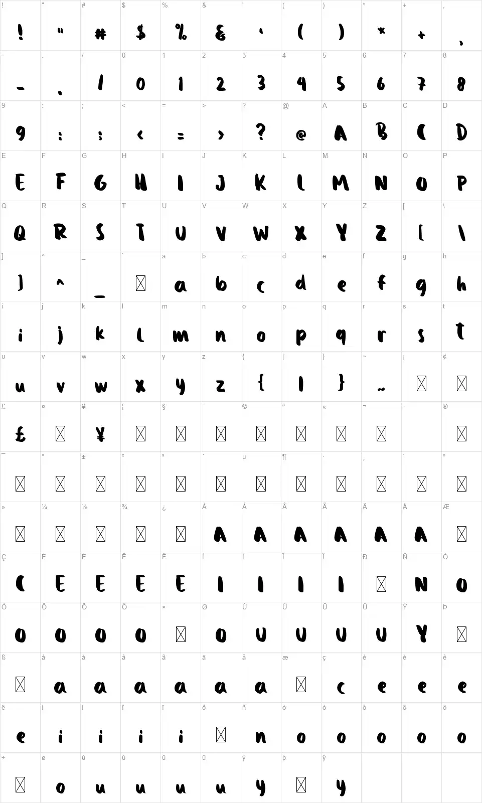Morning Alecyafont character map