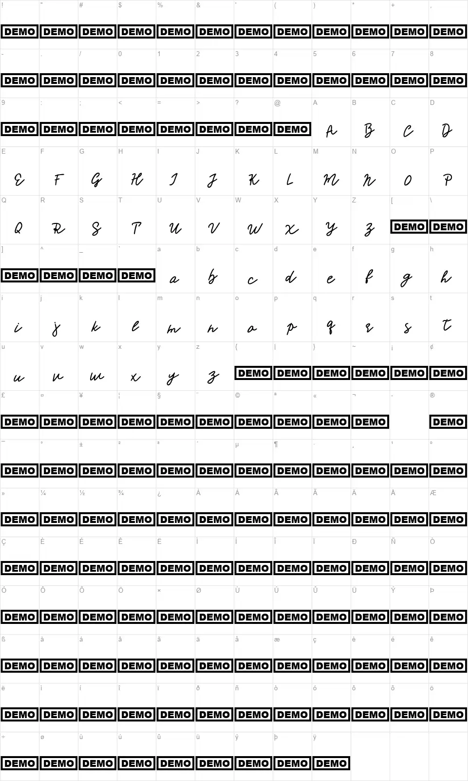 Mr. Montyfont character map