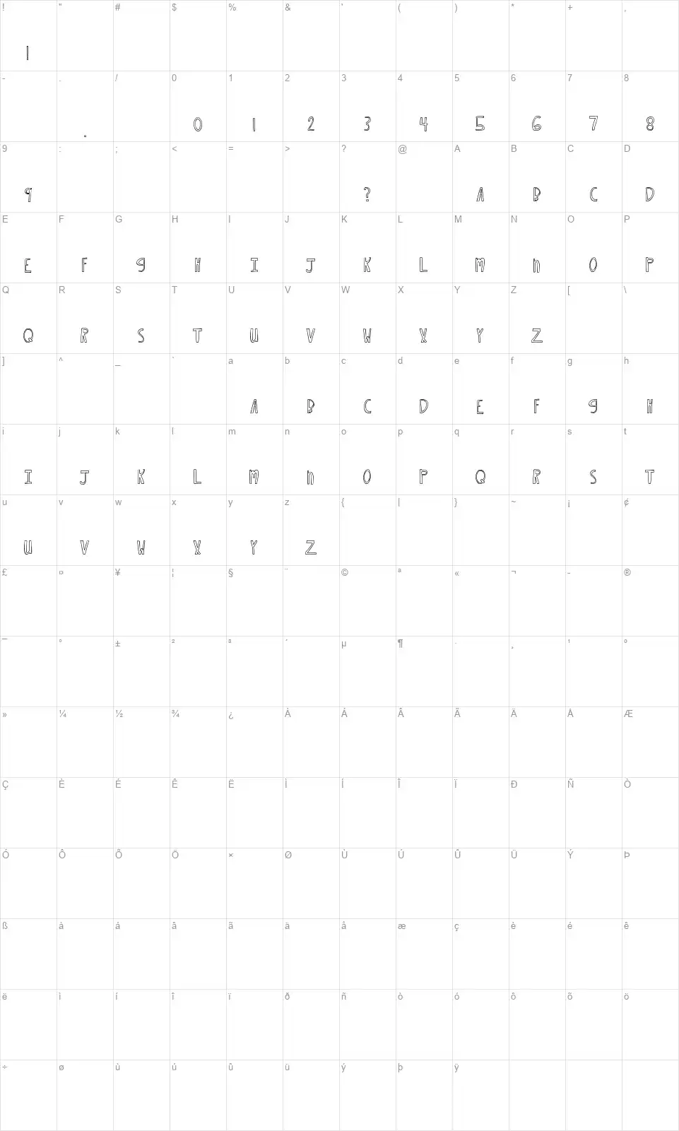 MTF Xoxo Vo.2font character map