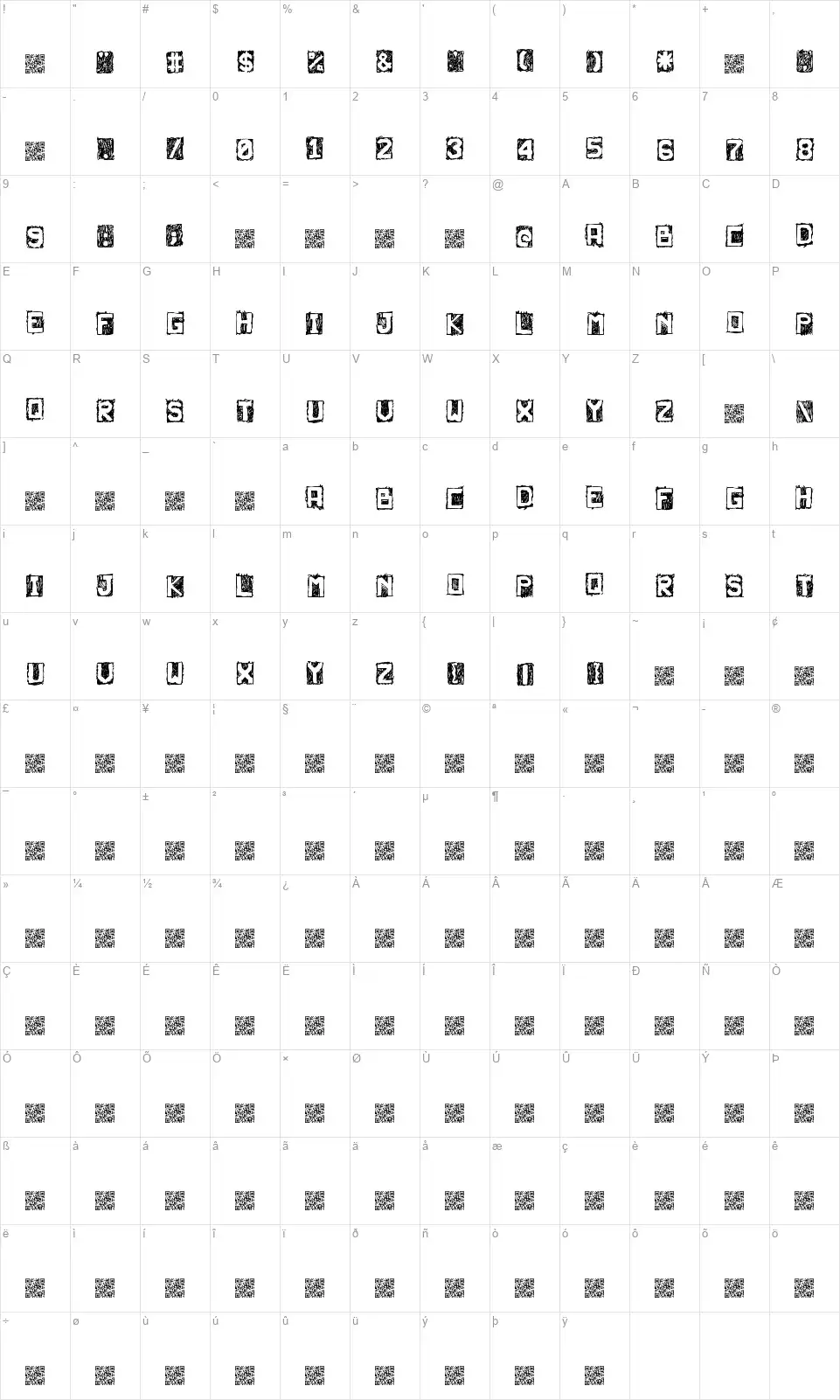 Neturalityfont character map