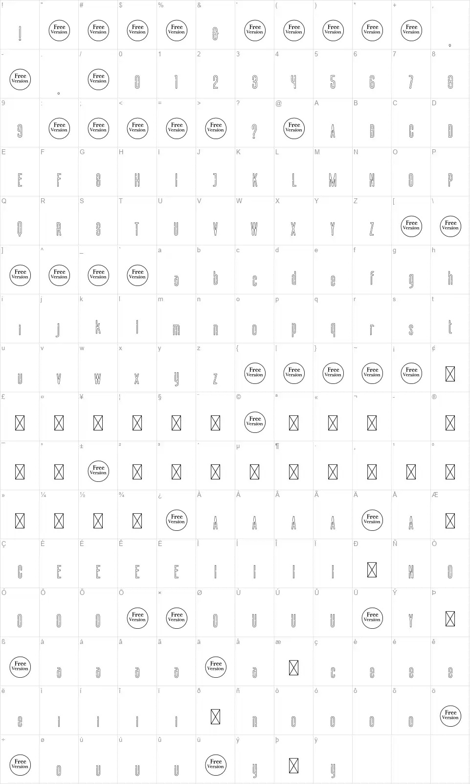 Night Vibesfont character map