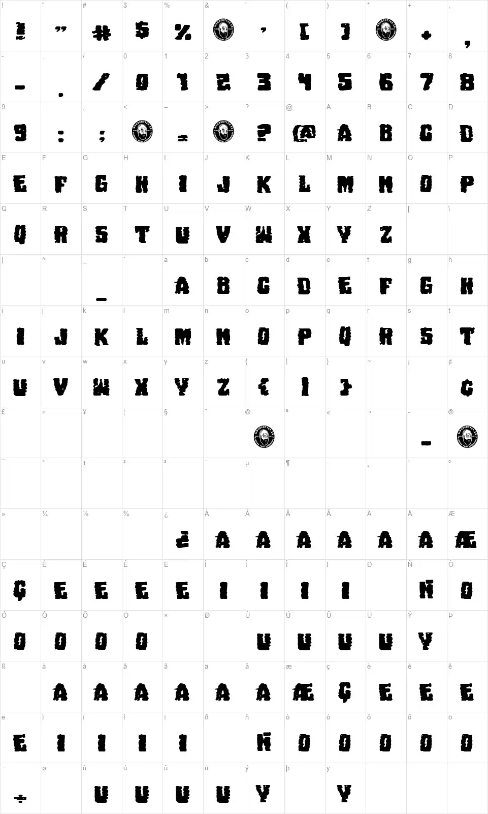 Nightmare On Raval Streetsfont character map