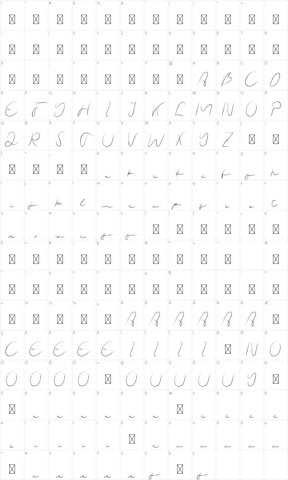 No Offensefont character map