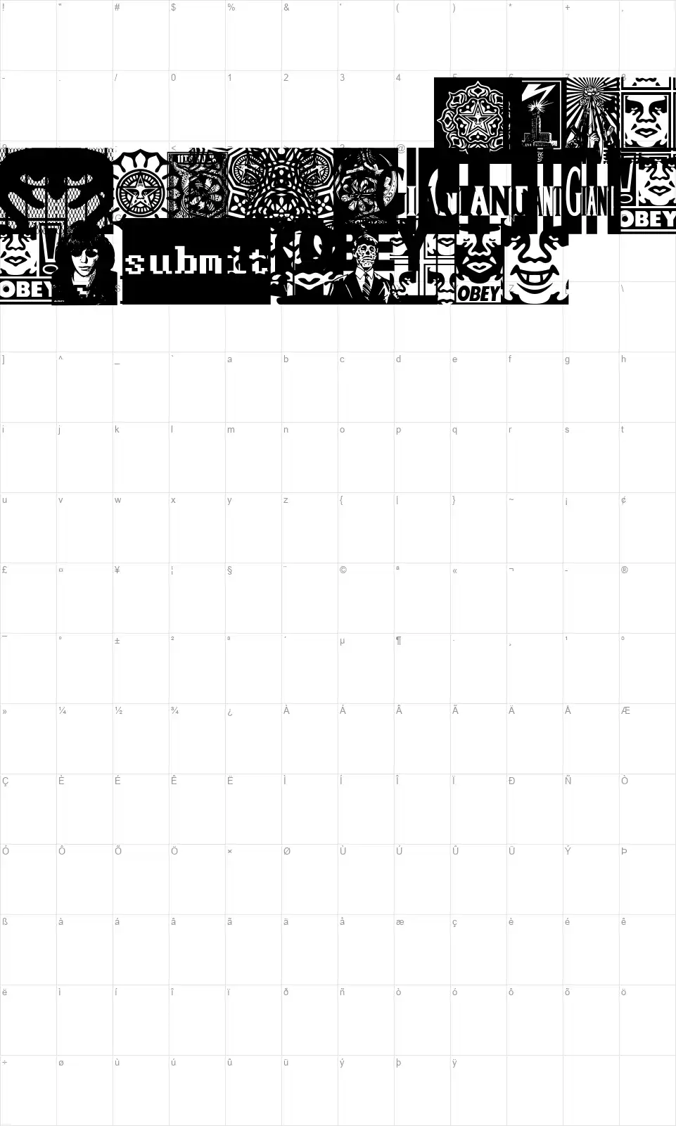 Obey Series 2font character map
