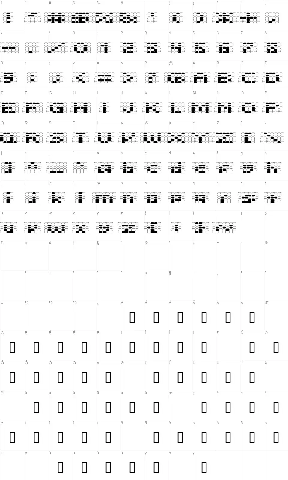 Offonfont character map