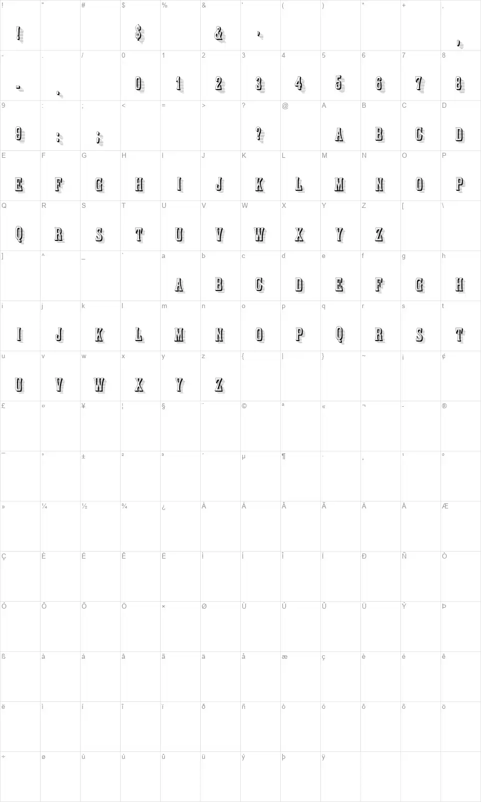 Ornamented, No. 1059 Mapa de caracteres Ornamented, No. 1059font character map
